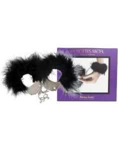 Adrien lastic - esposas metal con plumas negro