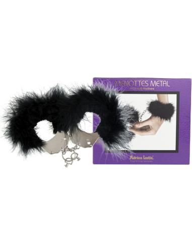 Adrien lastic - esposas metal con plumas negro