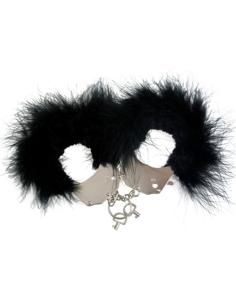 Adrien lastic - esposas metal con plumas negro 2