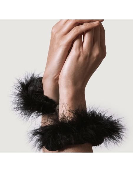Adrien lastic - esposas metal con plumas negro
