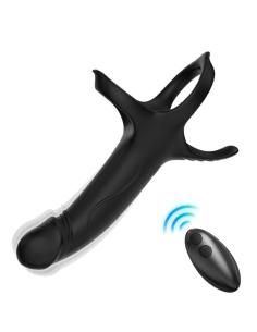 Armony - dildo con anillo & vibrador control remoto negro