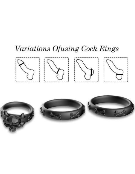 Armony - anillos calavera silicona negro