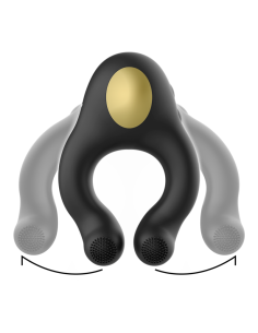 Armony - anillo vibrador silicona 3 motores recargable negro - dorado 2