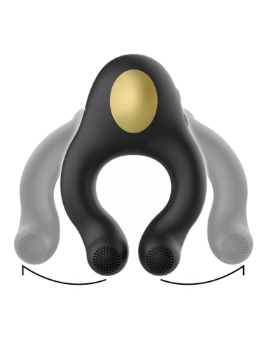 Armony - anillo vibrador silicona 3 motores recargable negro - dorado