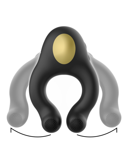 Armony - anillo vibrador silicona 3 motores recargable negro - dorado