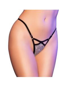 Chilirose - cr 4665 tanga plateado & negro s/m