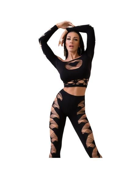 Chilirose - cr 4436 top & leggins negro s/l