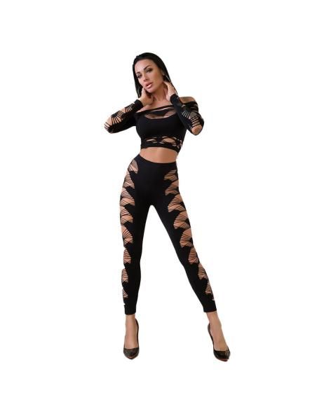 Chilirose - cr 4436 top & leggins negro s/l