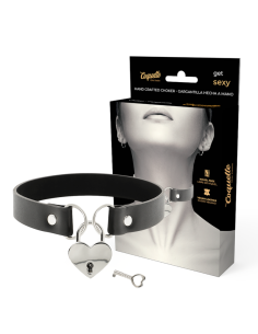 Coquette chic desire - collar cuero vegano accesorio corazÓn con llave