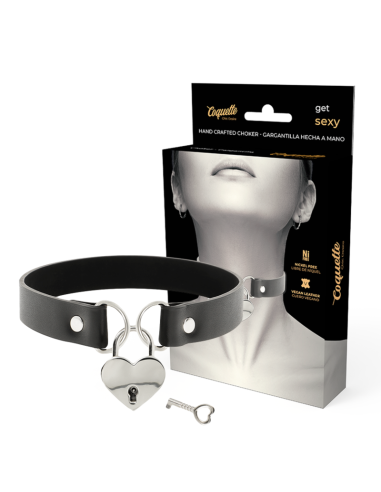 Coquette chic desire - collar cuero vegano accesorio corazÓn con llave
