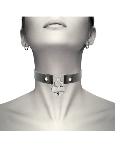 Coquette chic desire - collar cuero vegano accesorio corazÓn con llave