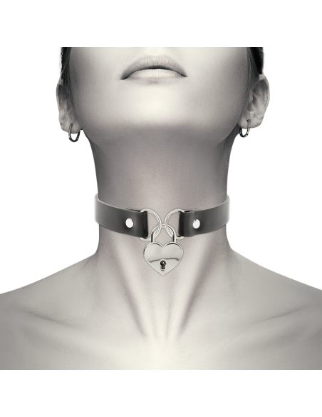 Coquette chic desire - collar cuero vegano accesorio corazÓn con llave