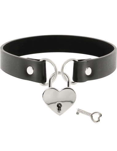 Coquette chic desire - collar cuero vegano accesorio corazÓn con llave