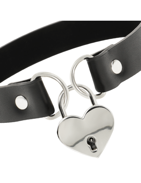 Coquette chic desire - collar cuero vegano accesorio corazÓn con llave