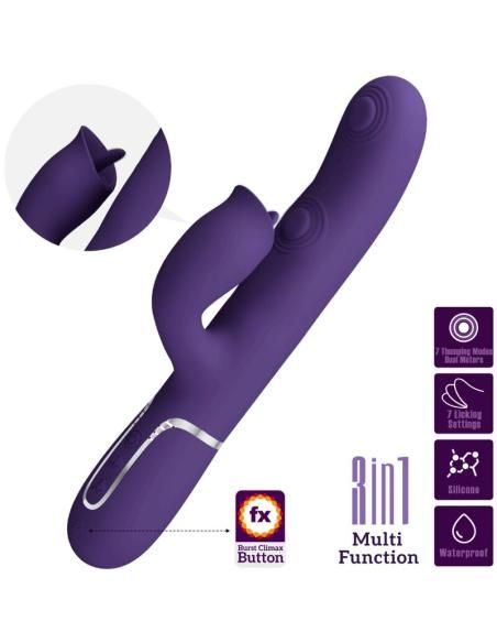 Pretty love - vibrador rabbit con licking morado