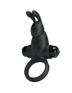 Pretty love - anillo vibrador + estimulador rabbit clÍtoris 10 vibraciones negro