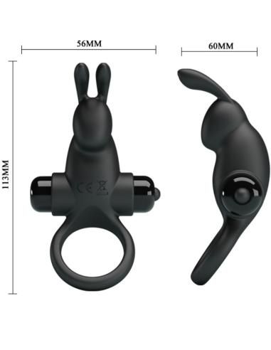 Pretty love - anillo vibrador + estimulador rabbit clÍtoris 10 vibraciones negro