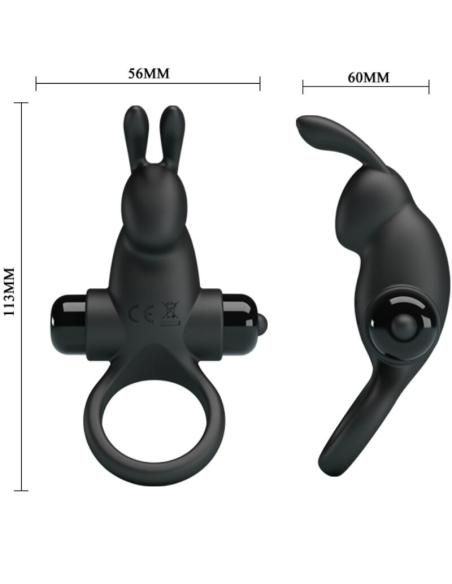 Pretty love - anillo vibrador + estimulador rabbit clÍtoris 10 vibraciones negro