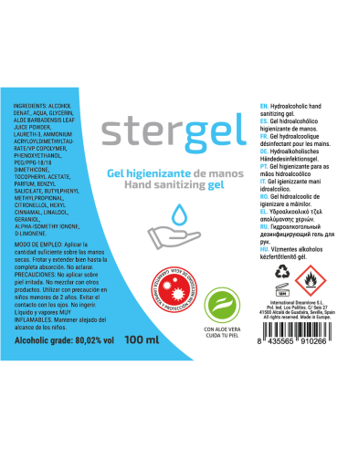 Stergel - gel hidroalcohÓlico higienizante de manos aloe vera 100ml