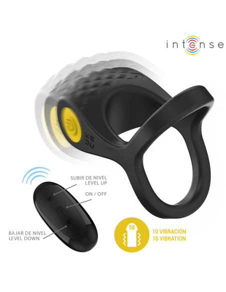 Intense - alex anillo doble vibrador pene 10 vibraciones negro