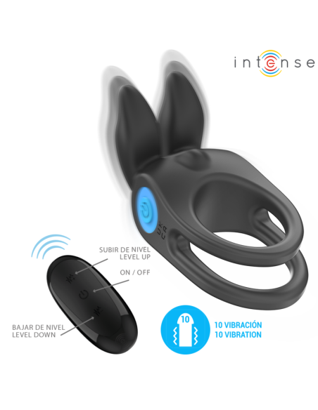 Intense - sam anillo doble vibrador pene 10 vibraciones negro