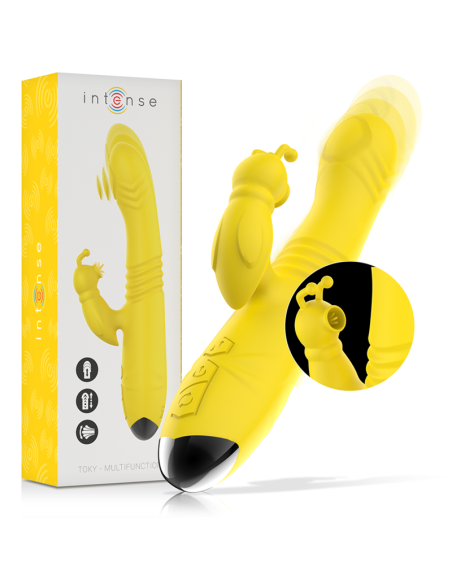 Intense - toky vibrador multifunciÓn recargable up & down con estimulador de clitoris amarillo