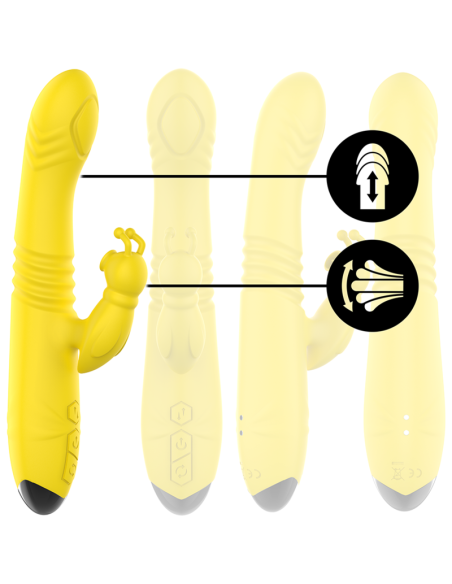 Intense - toky vibrador multifunciÓn recargable up & down con estimulador de clitoris amarillo
