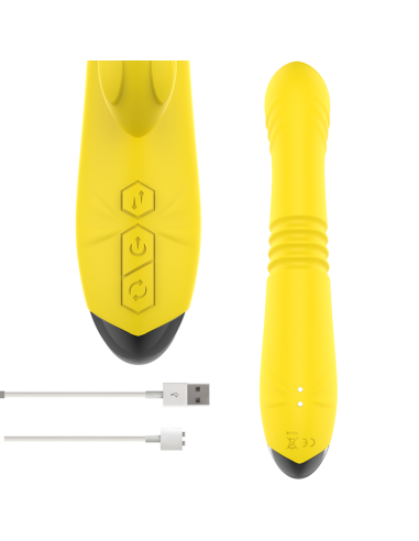 Intense - toky vibrador multifunciÓn recargable up & down con estimulador de clitoris amarillo