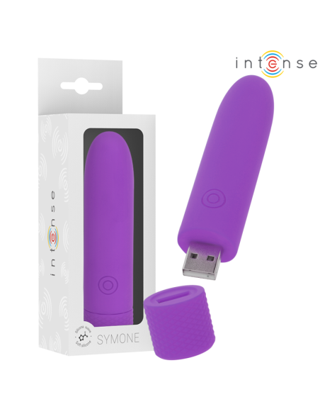 Intense - symone bala vibradora recargable por usb 8 vibraciones morado 10 x 2.2 cm