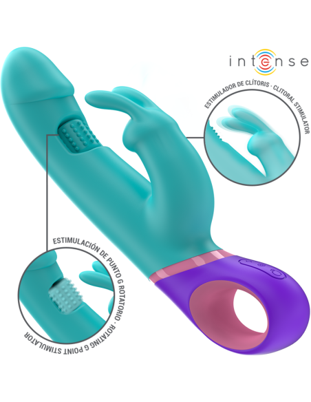 Intense - mÓnica vibrador rabbit con estimulador rotatorio del punto g azul