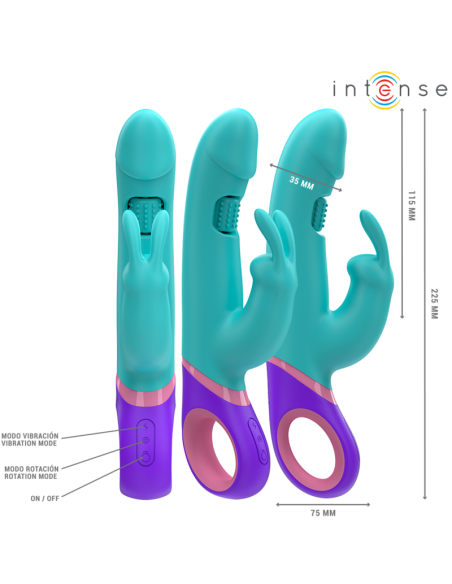 Intense - mÓnica vibrador rabbit con estimulador rotatorio del punto g azul