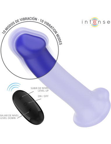 Intense - victoria vibrador con ventosa 10 vibraciones azul oscuro control remoto