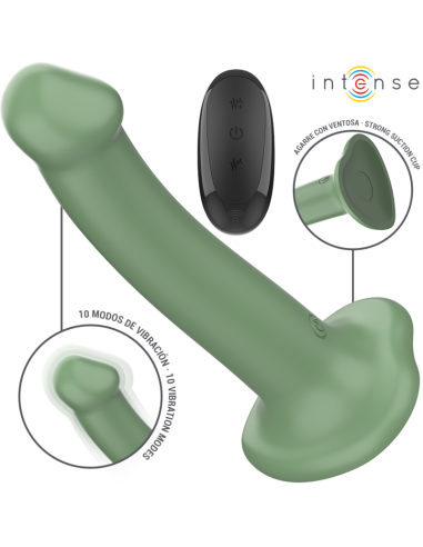 Intense - becca vibrador con ventosa 10 vibraciones verde control remoto