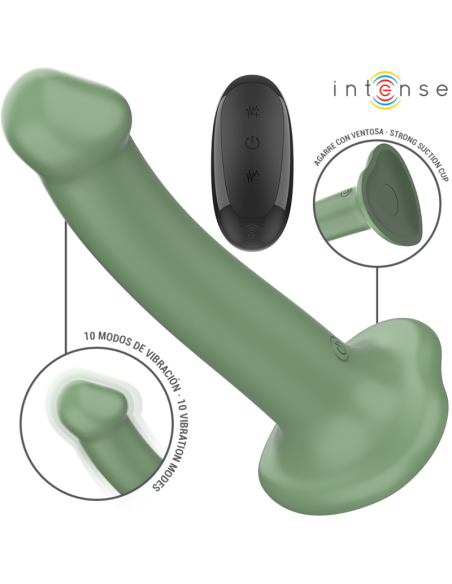 Intense - becca vibrador con ventosa 10 vibraciones verde control remoto