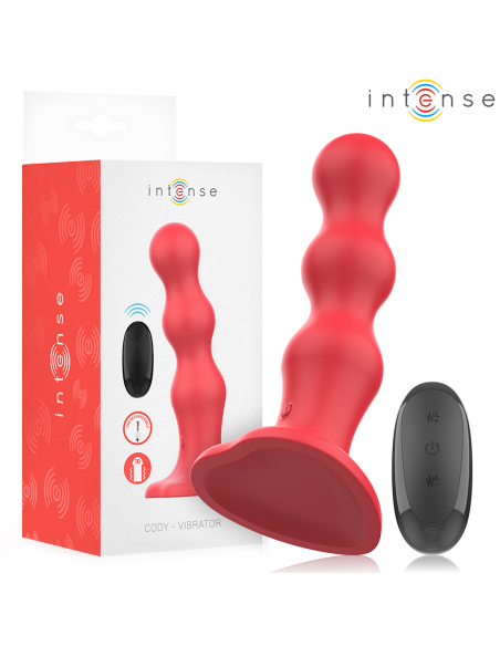 Intense - cody vibrador con ventosa rojo control remoto