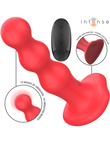 Intense - cody vibrador con ventosa rojo control remoto