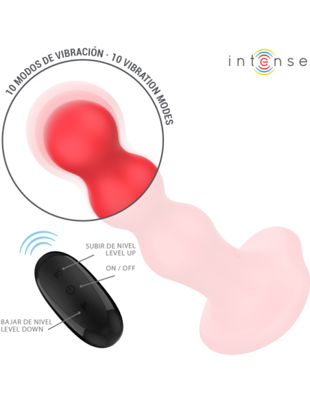Intense - cody vibrador con ventosa rojo control remoto