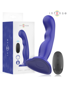 Intense - shorty vibrador con ventosa azul control remoto