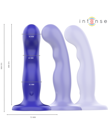Intense - shorty vibrador con ventosa azul control remoto