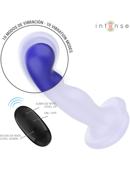 Intense - shorty vibrador con ventosa azul control remoto