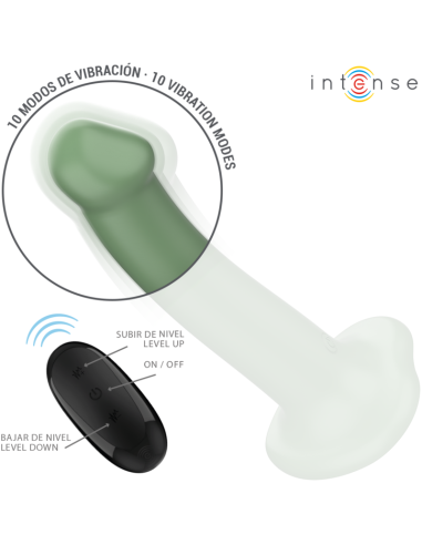 Intense - becca vibrador con ventosa 10 vibraciones verde control remoto
