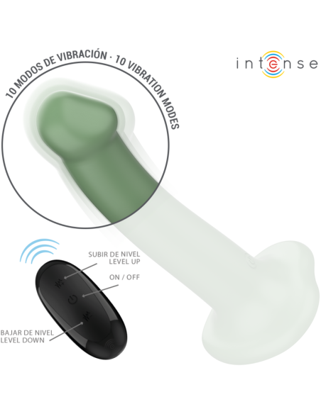 Intense - becca vibrador con ventosa 10 vibraciones verde control remoto