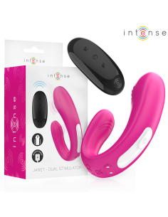 Intense - janet estimulador y vibrador dual en forma de u con control remoto rosa