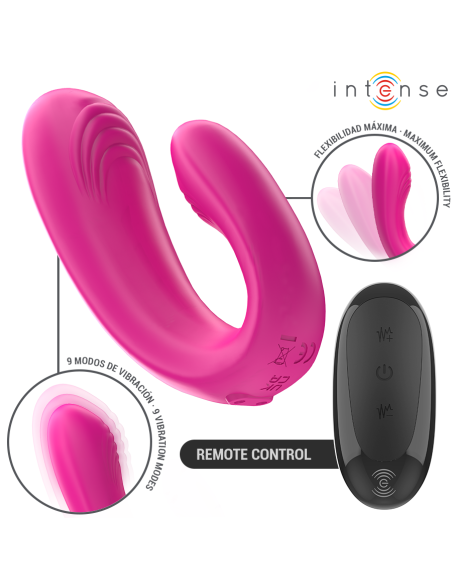 Intense - janet estimulador y vibrador dual en forma de u con control remoto rosa
