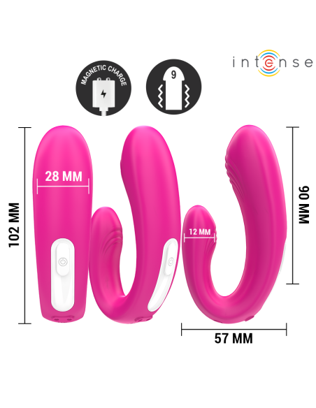 Intense - janet estimulador y vibrador dual en forma de u con control remoto rosa