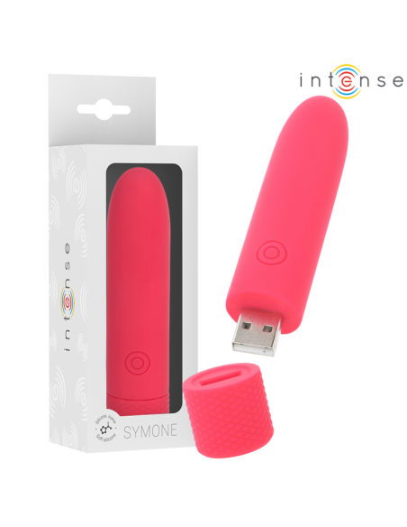 Intense - symone bala vibradora recargable por usb 8 vibraciones rojo 10 x 2.2 cm
