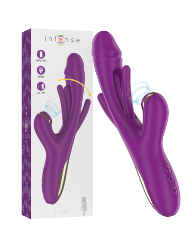 Intense - ateneo vibrador multifunciÓn recargable 7 vibraciÓnes con lengua oscilante y succionador morado
