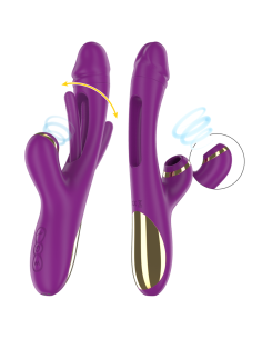 Intense - ateneo vibrador multifunciÓn recargable 7 vibraciÓnes con lengua oscilante y succionador morado 2