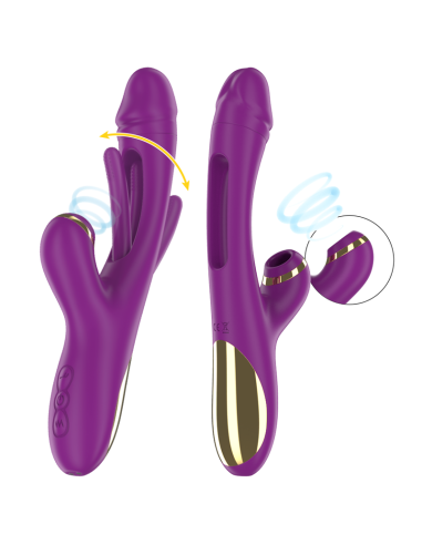 Intense - ateneo vibrador multifunciÓn recargable 7 vibraciÓnes con lengua oscilante y succionador morado
