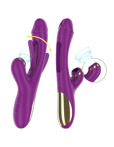 Intense - ateneo vibrador multifunciÓn recargable 7 vibraciÓnes con lengua oscilante y succionador morado
